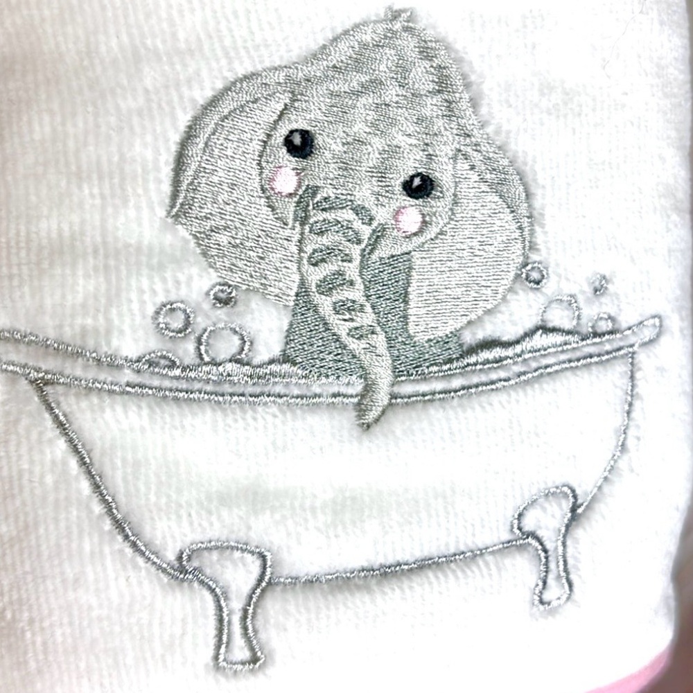 Adorable KASSA kids two (2) piece cotton hand towel set embroidered elephant